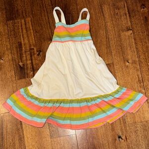 Hanna Andersson Striped Dress in Pink, Yellow, and Blue